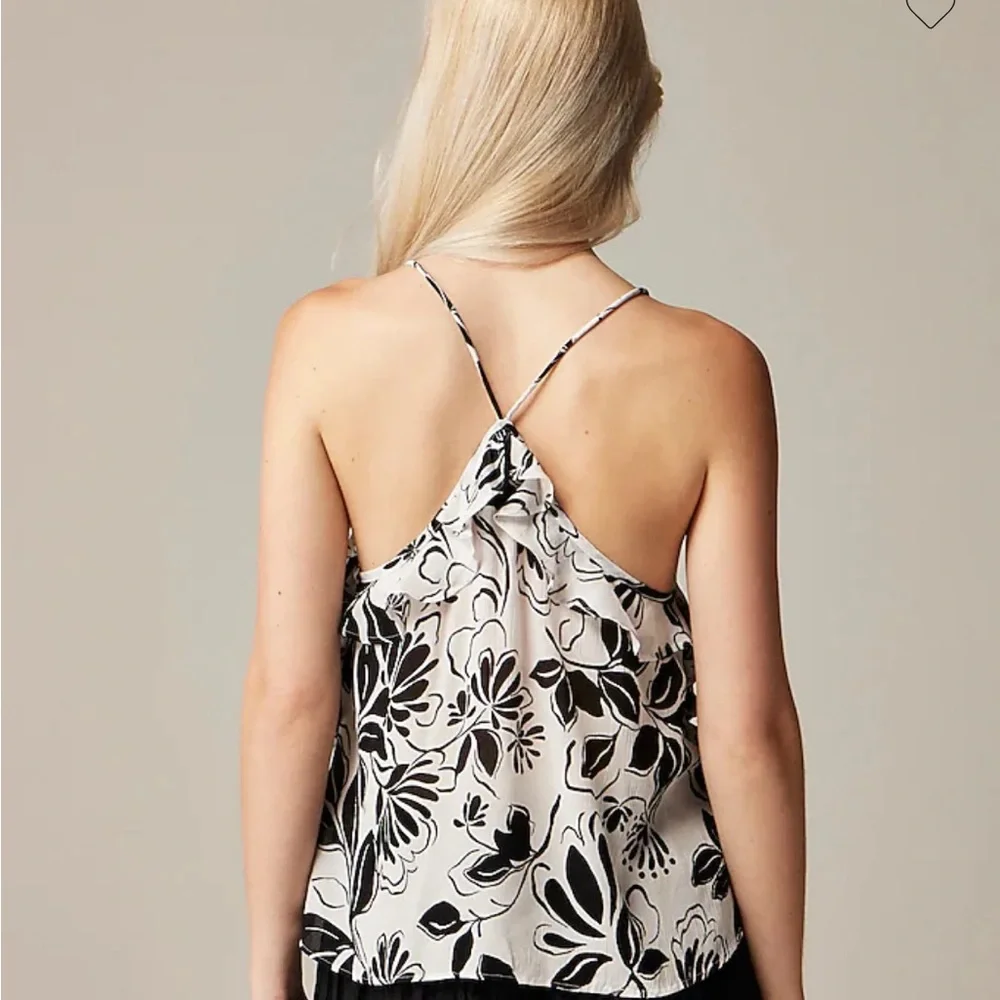 J. Crew Black and White Floral Ruffle Cami